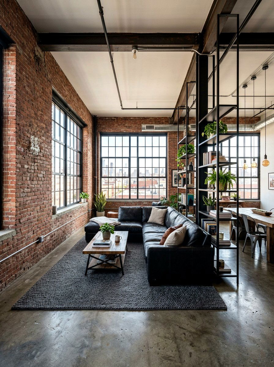Industrial Open Concept Living Room - 30 L shaped living room ideas