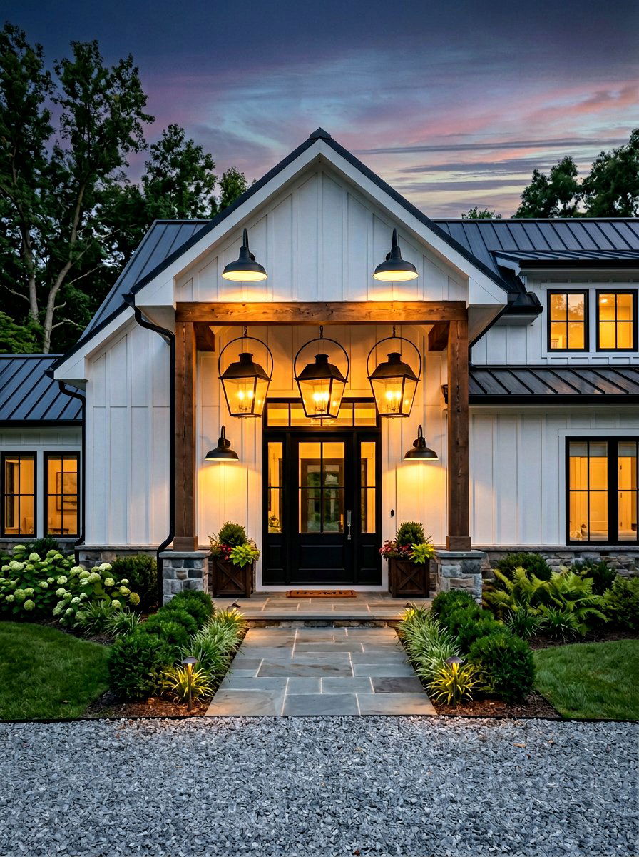 Industrial Outdoor Lighting - 30 modern farmhouse exterior ideas