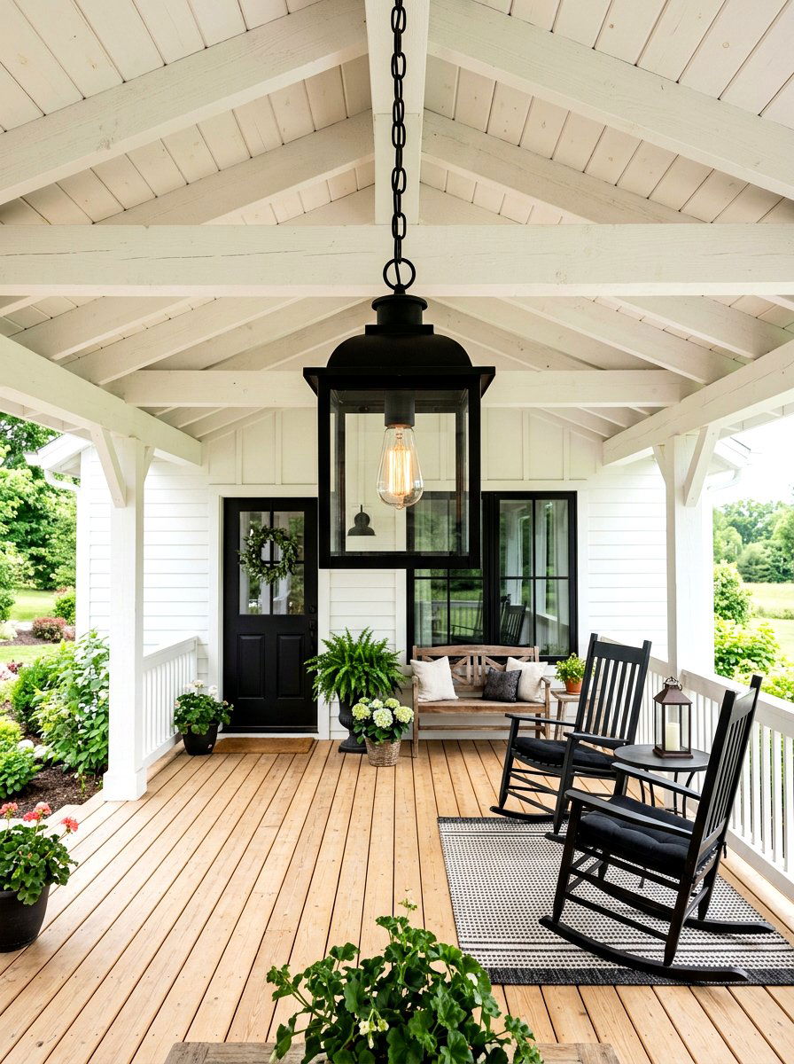 Industrial Outdoor Pendant Lighting - 30 farmhouse front facade ideas