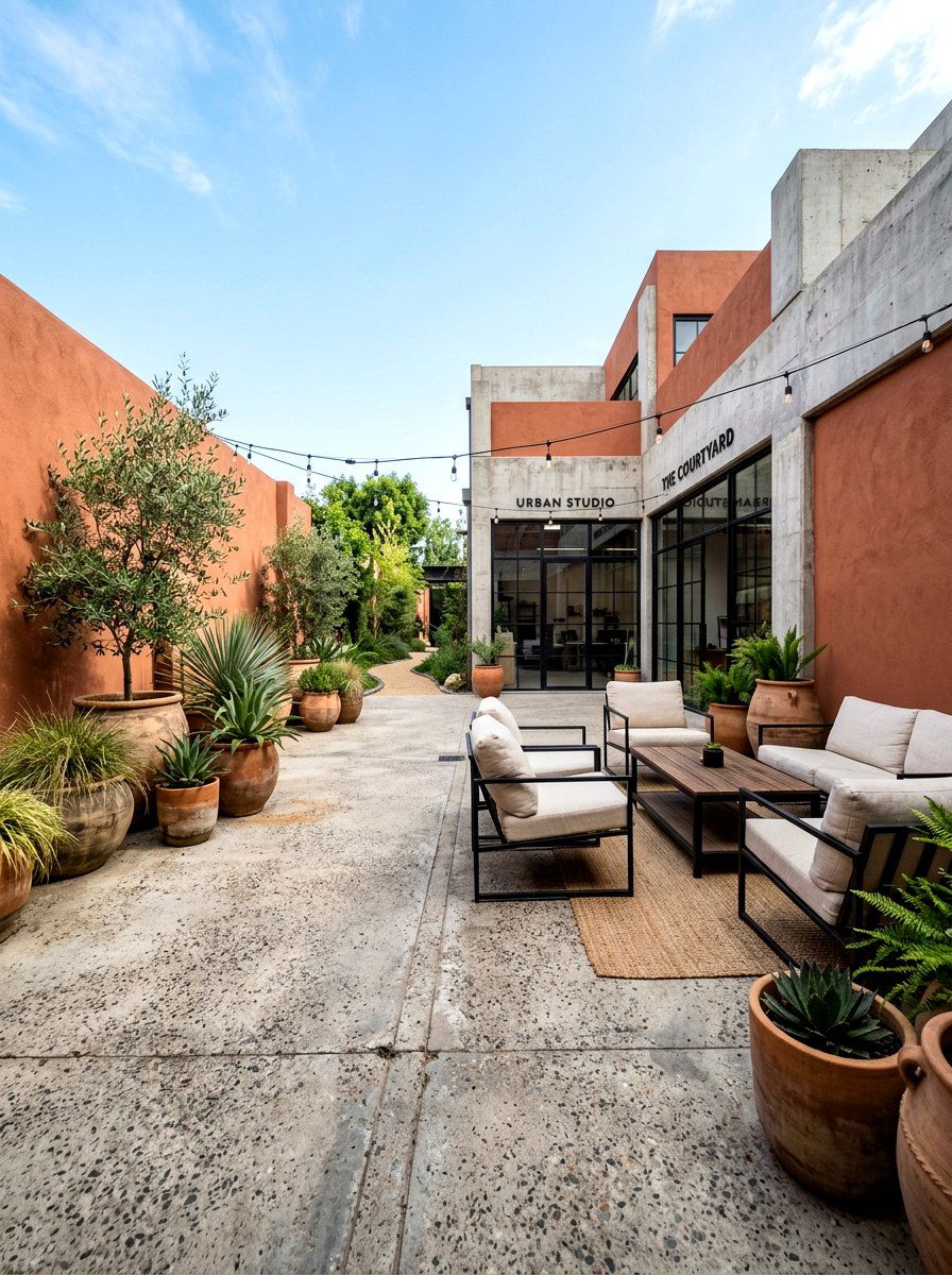 Industrial Outdoor Space - 30 terracotta and cream patio ideas