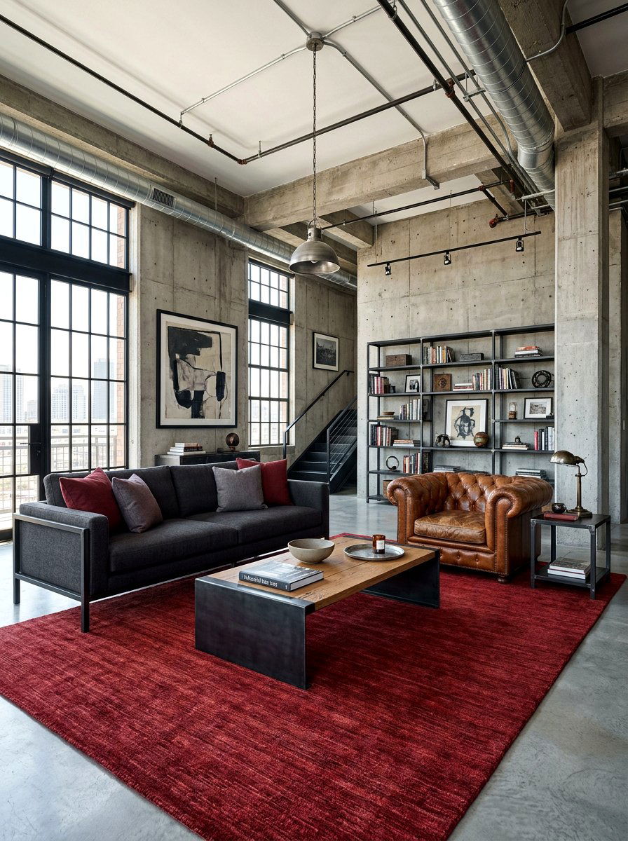 Industrial Oxblood Living Room - 30 oxblood living room ideas