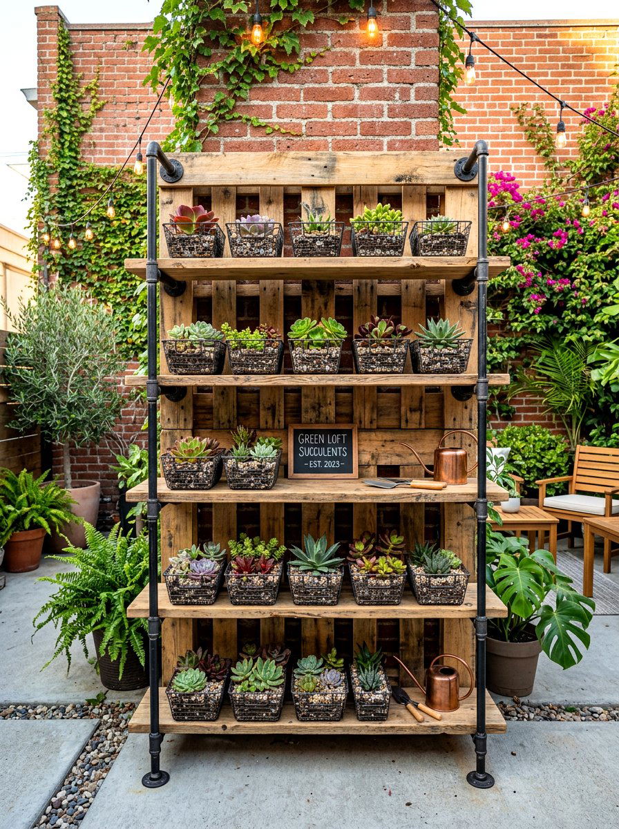 Industrial Pallet Look - 30 pallet garden wall ideas