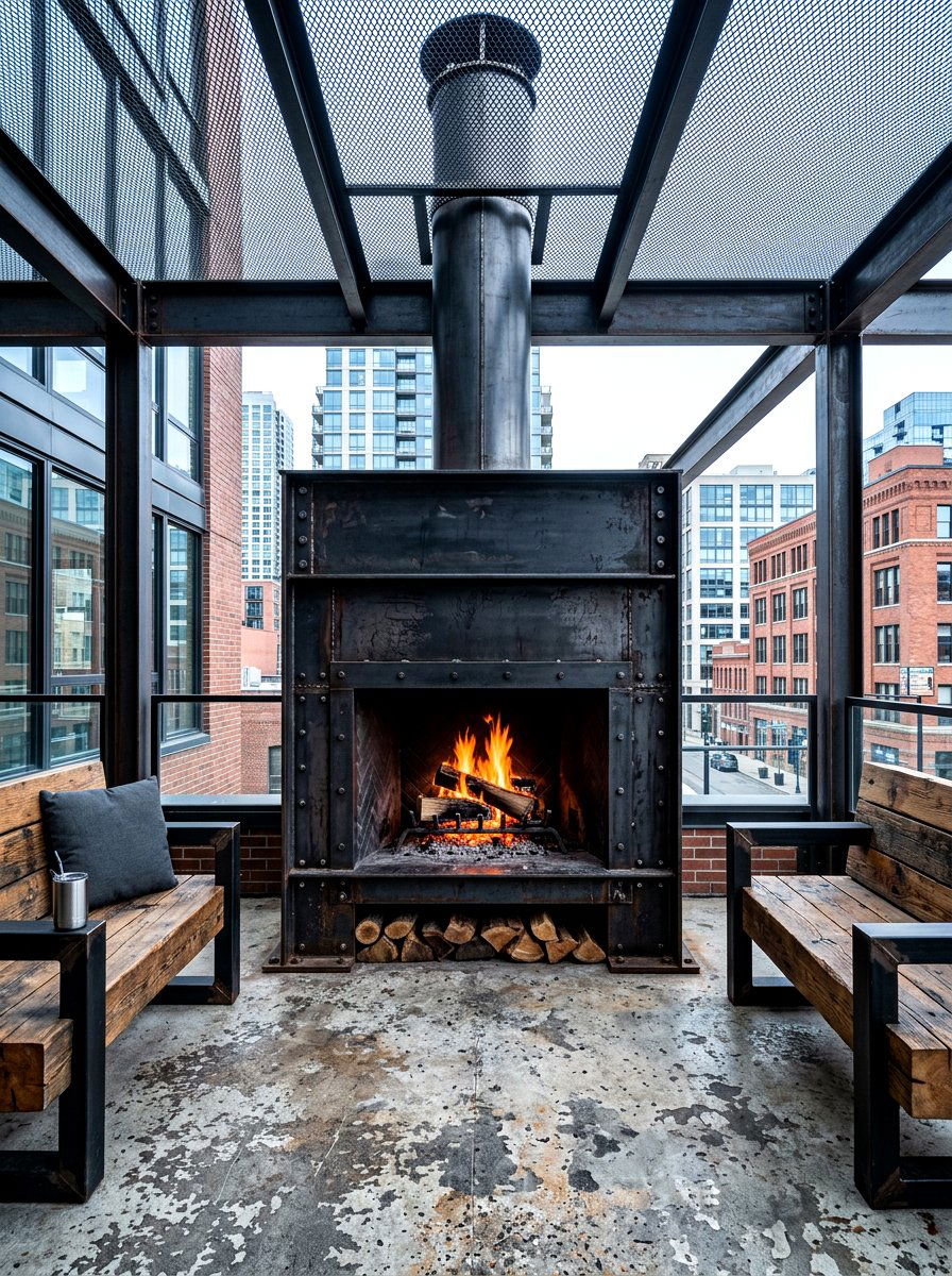 Industrial Patio Fireplace - 30 covered patio fireplace ideas