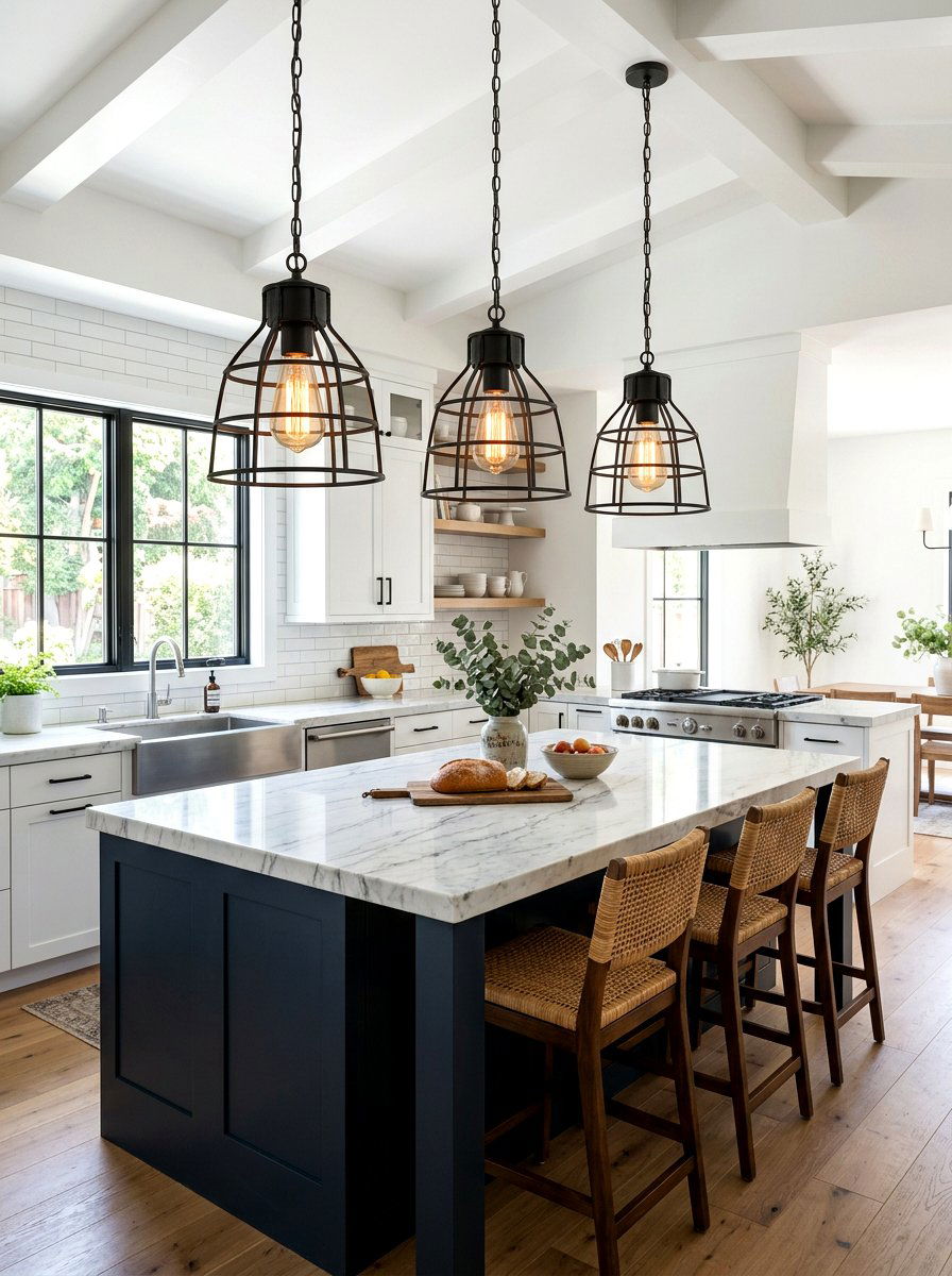 Industrial Pendant Light - 30 farmhouse kitchen ideas