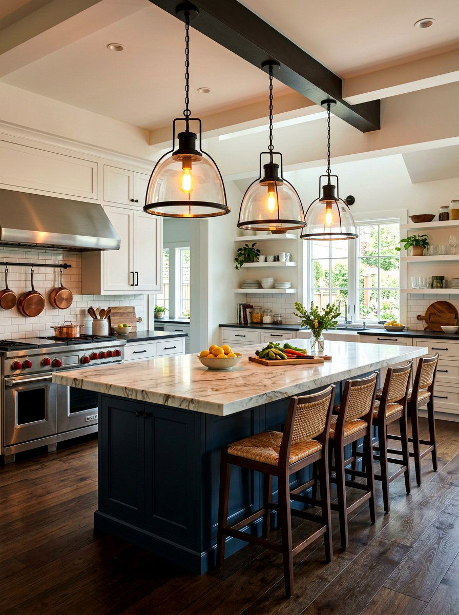 Industrial Pendant Lighting - 30 Nancy Meyers kitchen ideas