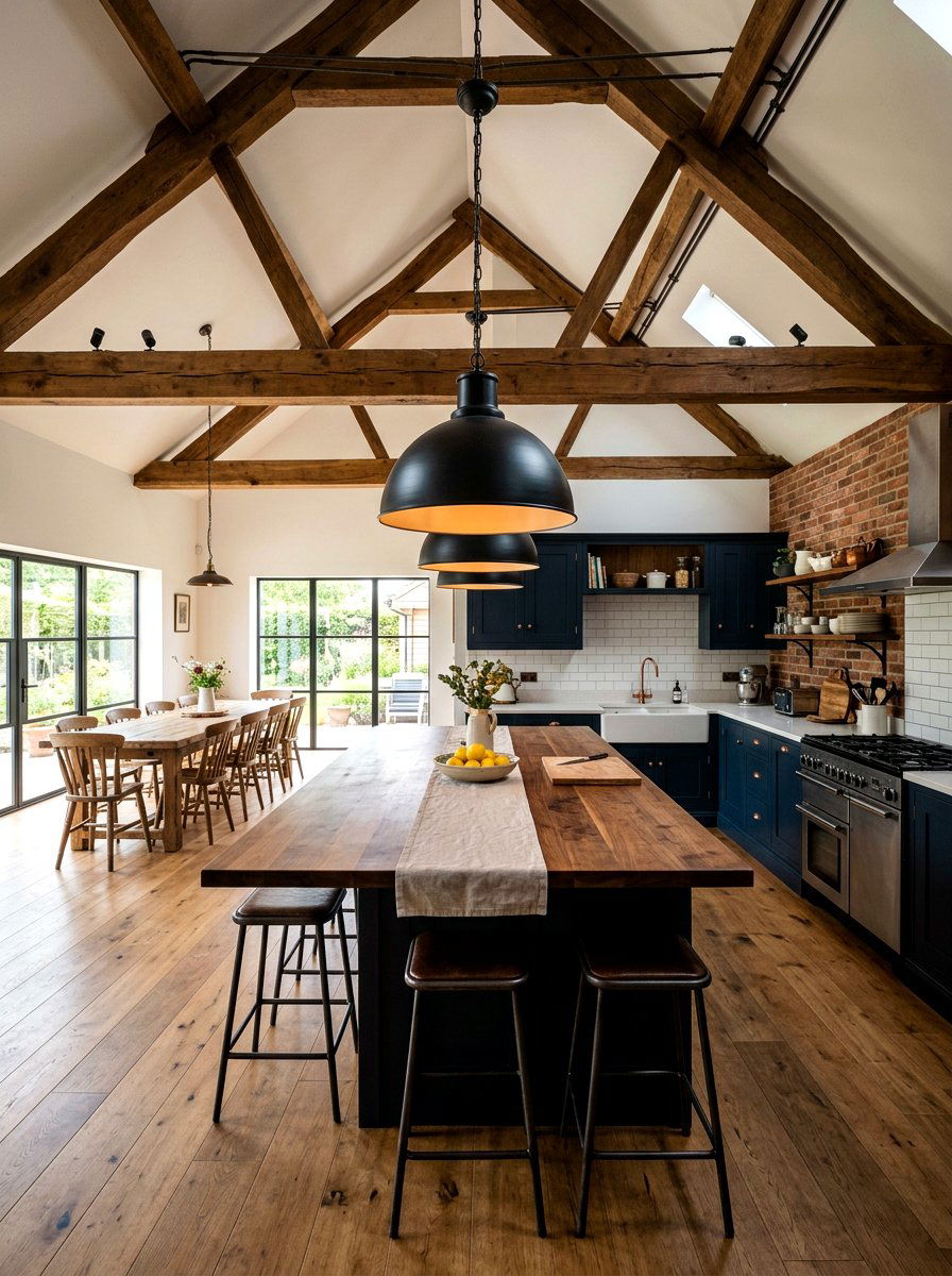 Industrial Pendant Lighting - 30 vintage farmhouse kitchen ideas