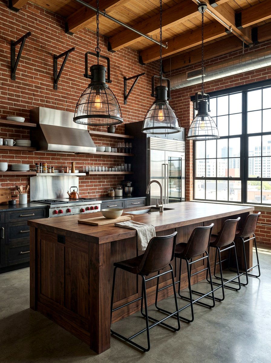 Industrial Pendant Lights - 30 eclectic kitchen ideas