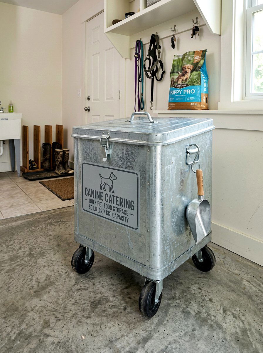 Industrial Pet Food Bin - 30 stylish pet storage ideas