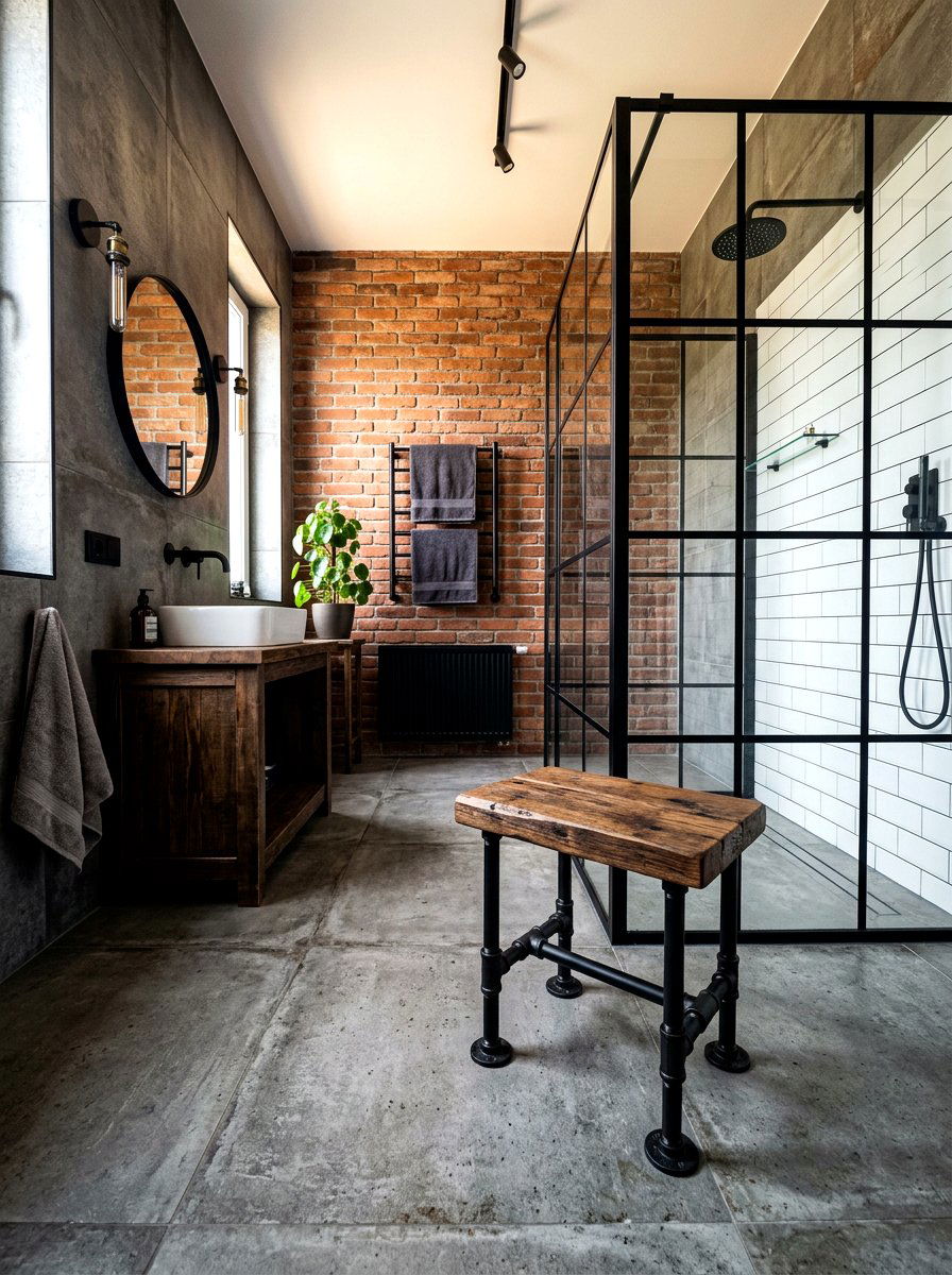 Industrial Pipe Bathroom Stool - 30 bathroom stool ideas