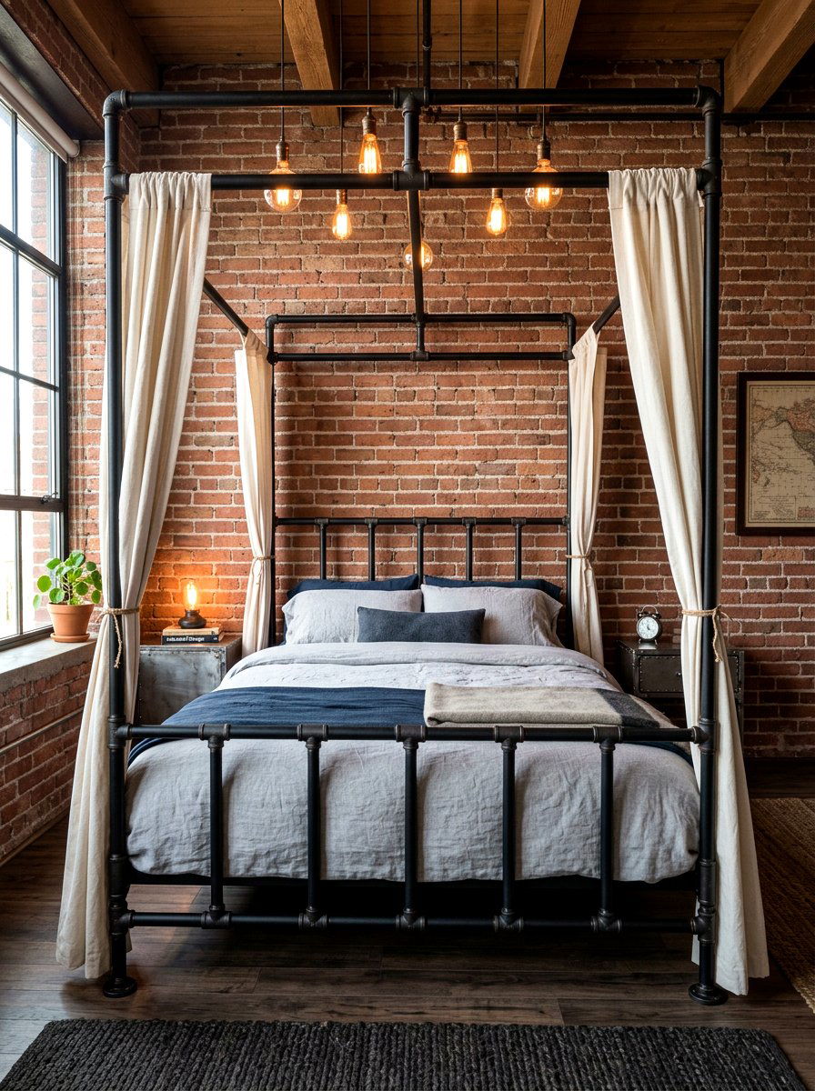 Industrial Pipe Canopy Bed - 30 romantic canopy bedroom ideas