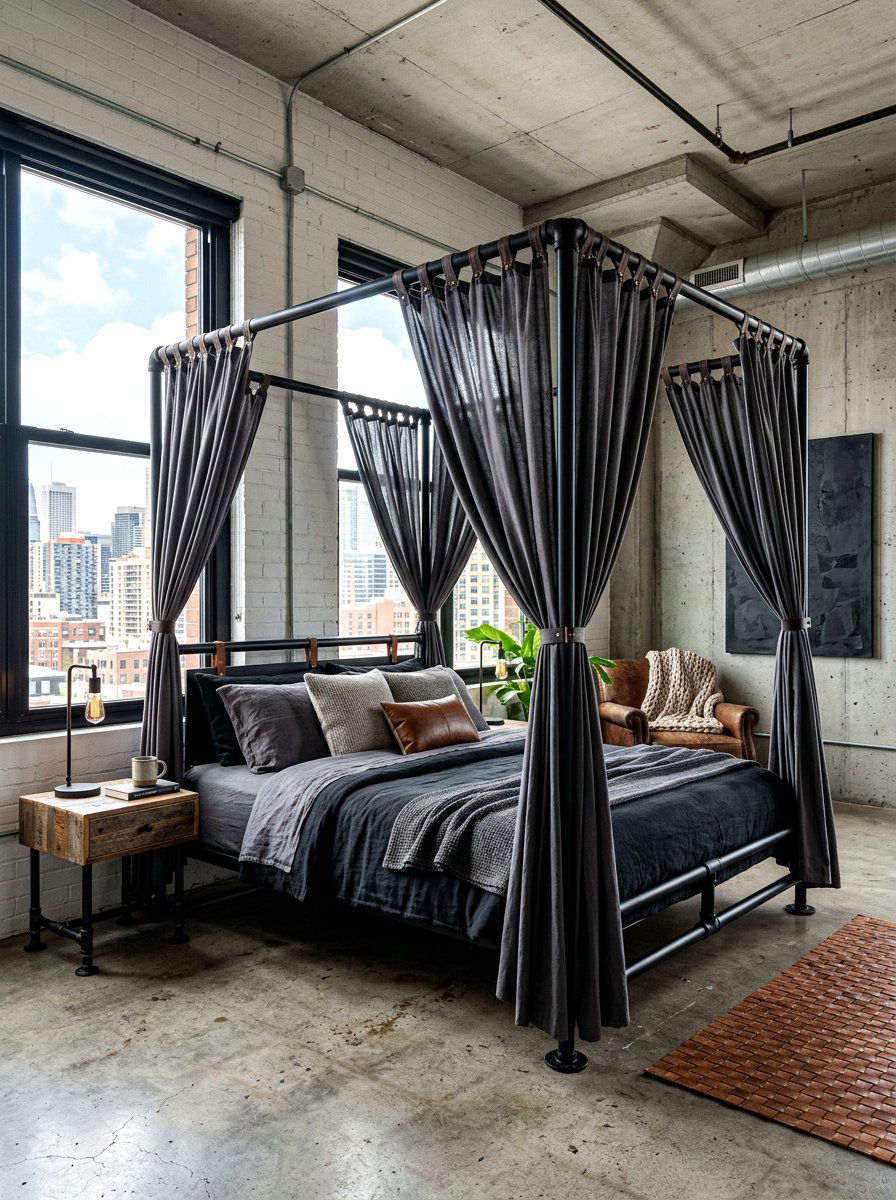 Industrial Pipe Canopy Bed - 30 canopy drape bed ideas