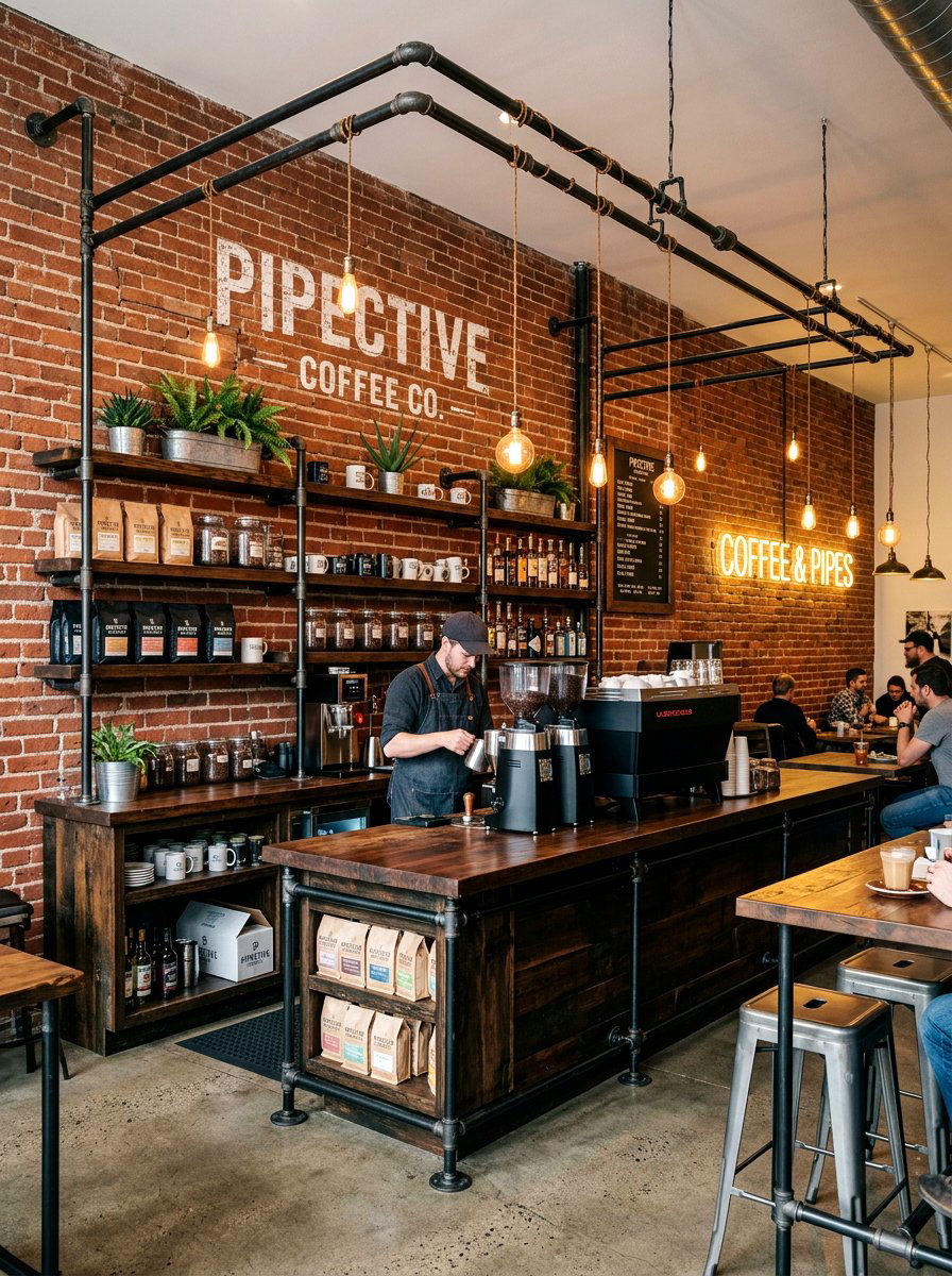 Industrial Pipe Coffee Bar - 30 beverage station ideas
