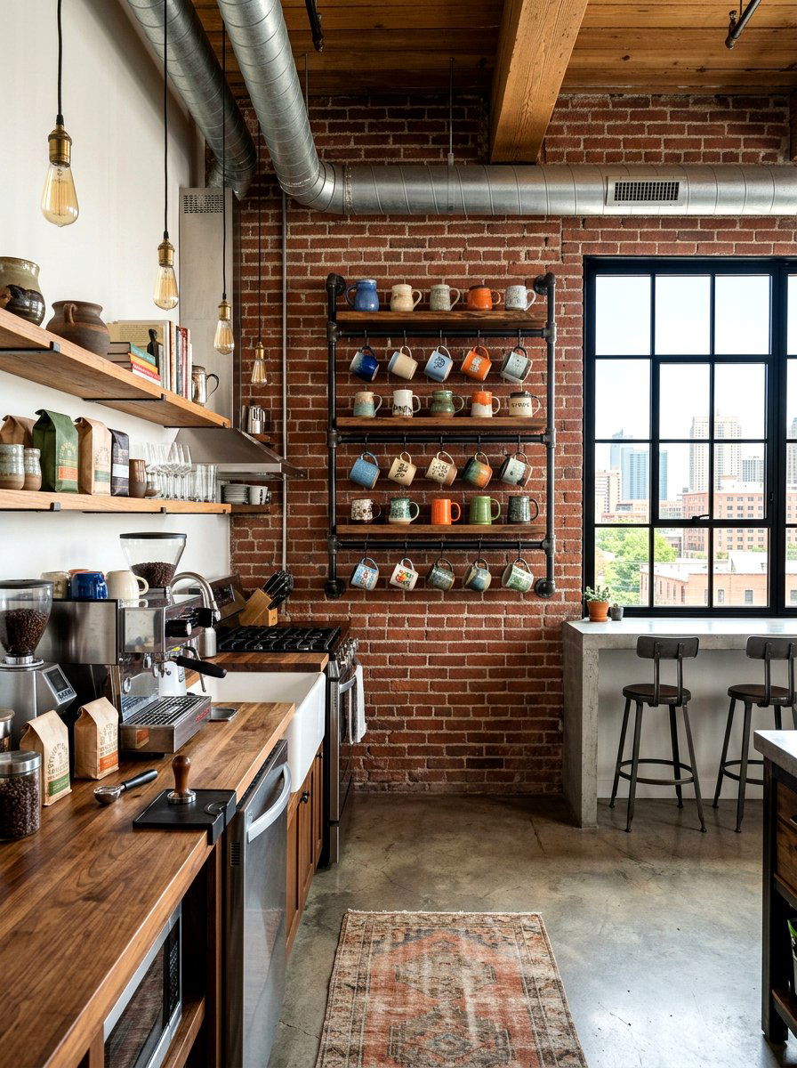 Industrial Pipe Coffee Mug Rack - 30 coffee mug organizer ideas