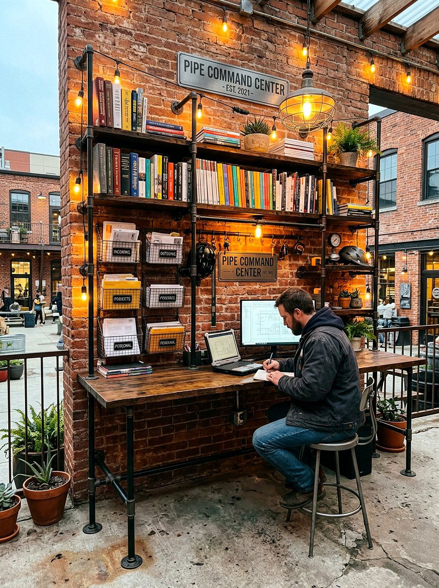Industrial Pipe Command Center - 30 command center wall ideas