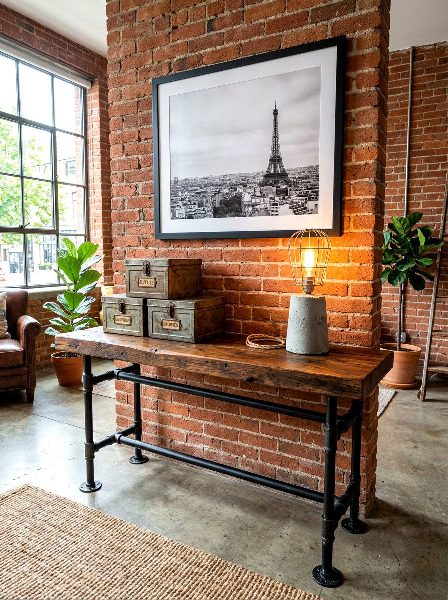 Industrial Pipe Console Table - 30 console table entry ideas