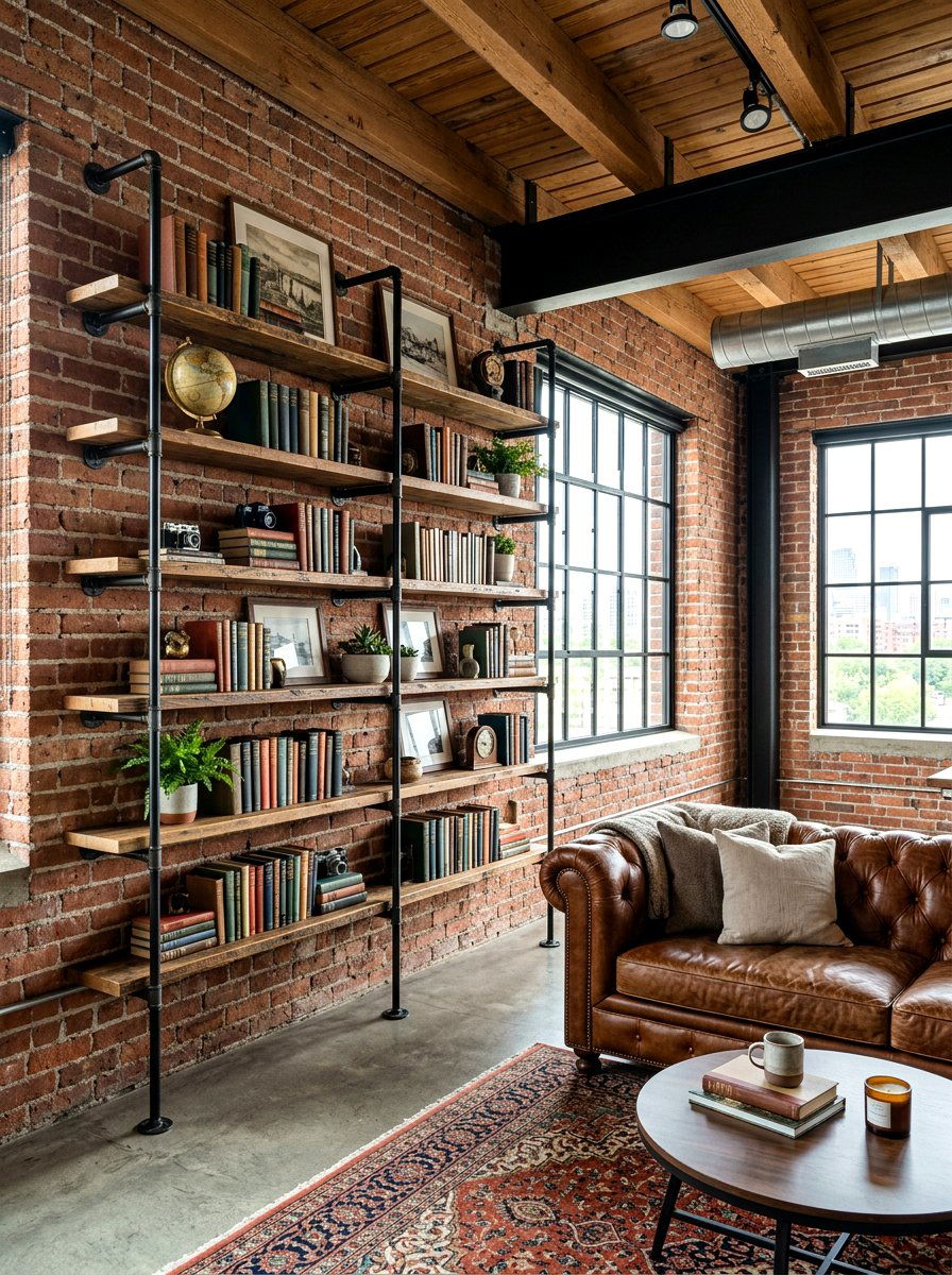 Industrial Pipe Corner Shelving - 30 corner bookshelf ideas
