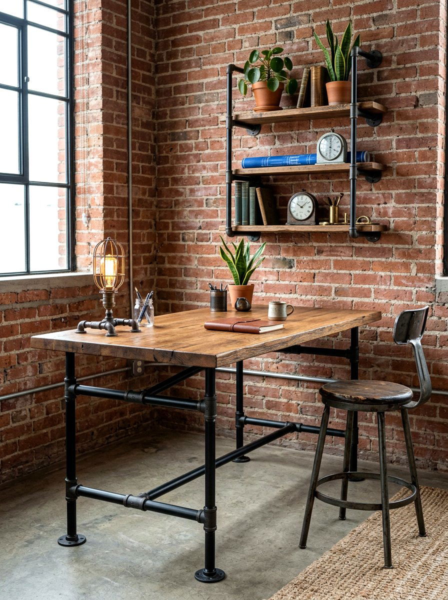Industrial Pipe Desk - 30 study hall nook ideas
