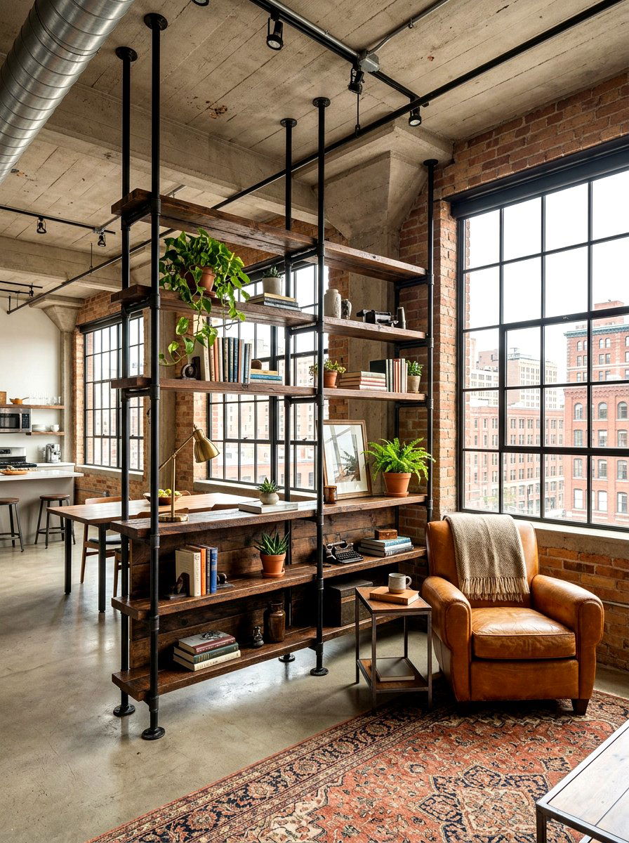 Industrial Pipe Divider - 30 freestanding privacy panel ideas