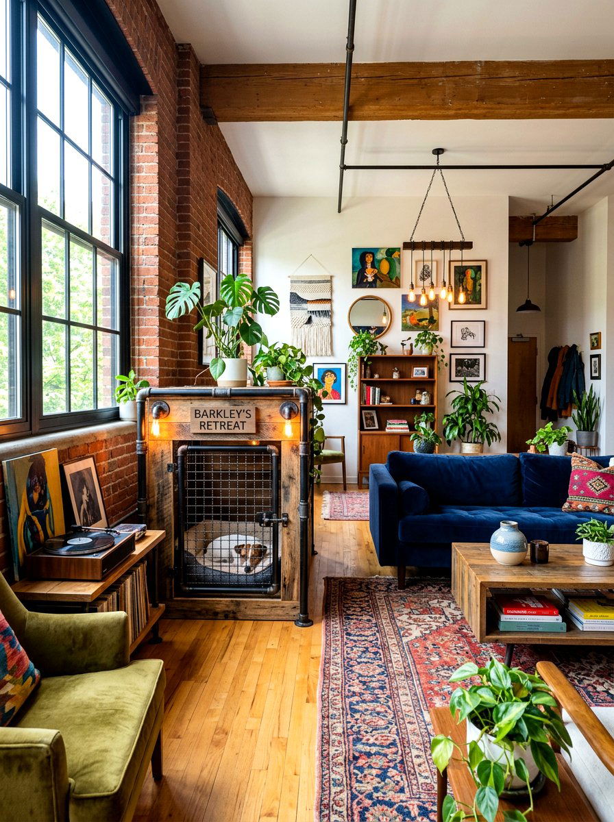 Industrial Pipe Dog Crate - 30 indoor dog crate ideas
