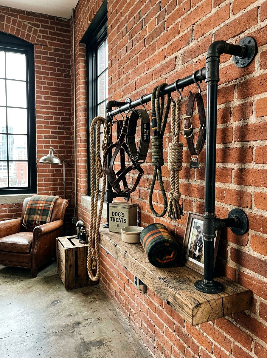 Industrial Pipe Dog Rack - 30 dog room storage ideas