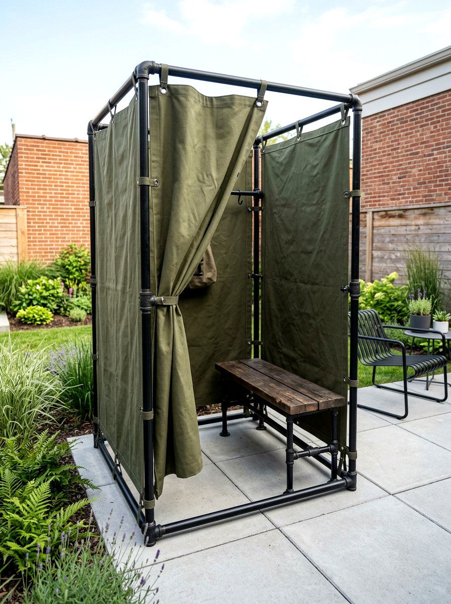 Industrial Pipe Frame - 30 outdoor changing room ideas
