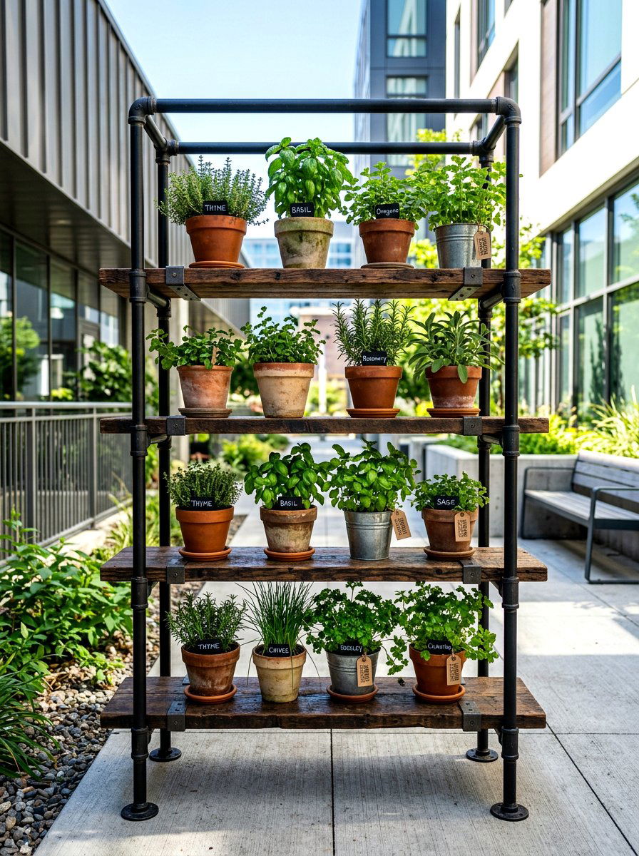 Industrial Pipe Garden Rack - 30 fence vertical garden ideas