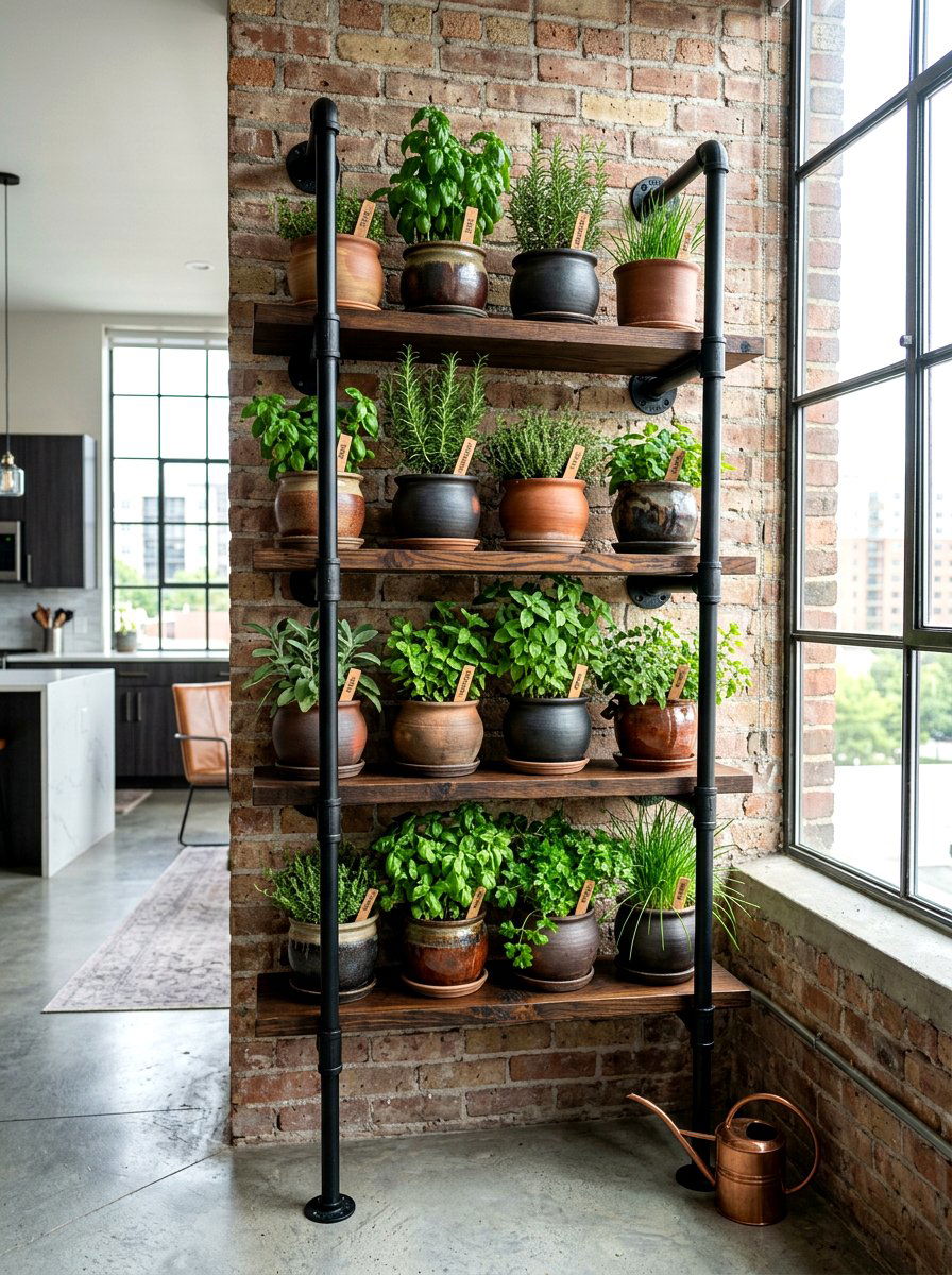 Industrial Pipe Herb Garden - 30 vertical herb garden ideas