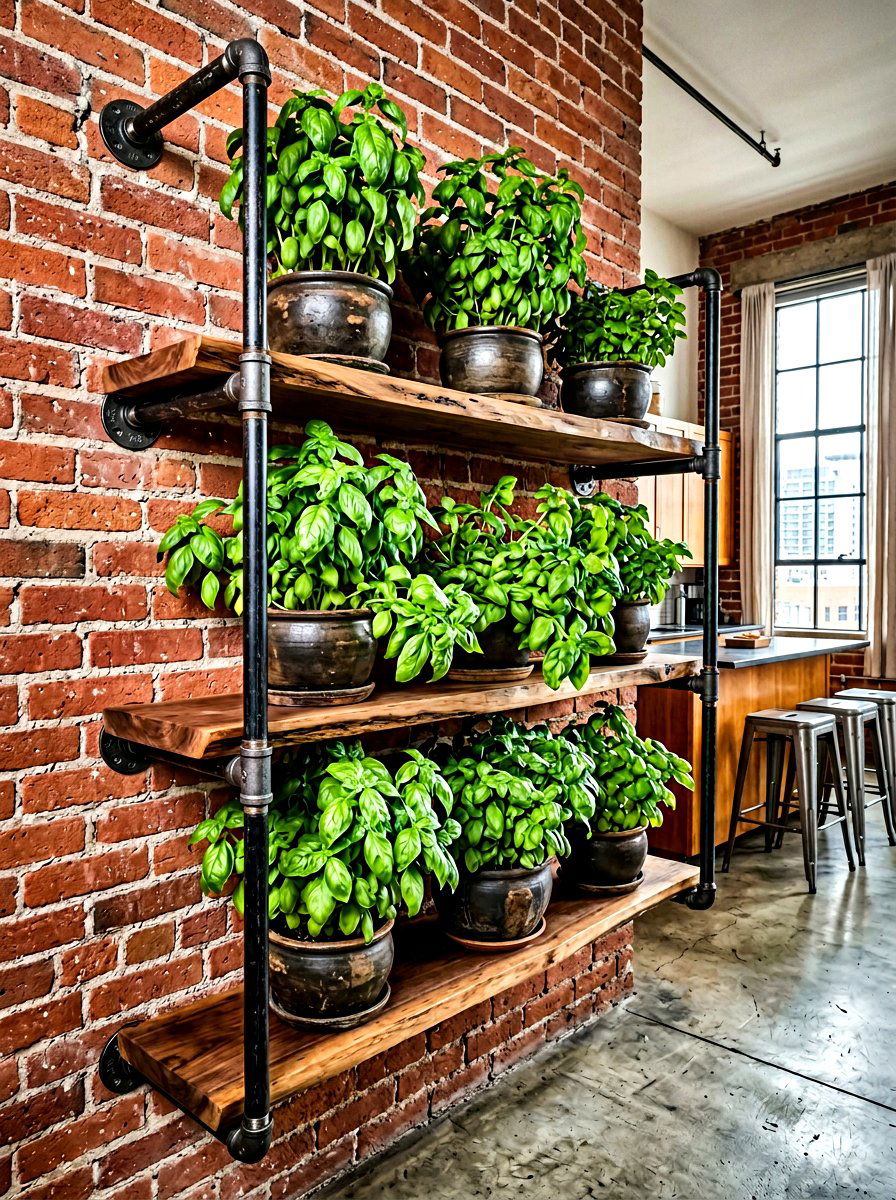 Industrial Pipe Herb Garden Shelf - 30 herb garden shelf ideas