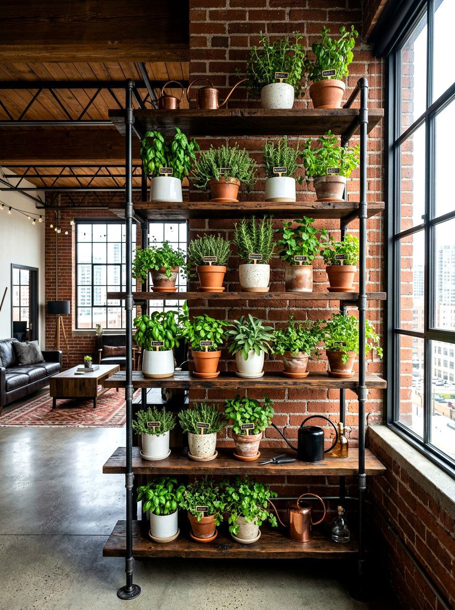 Industrial Pipe Herb Garden - 30 container herb garden ideas