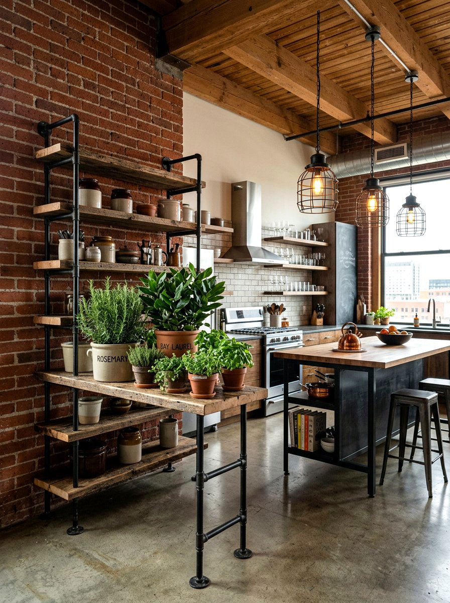 Industrial Pipe Herb Shelf - 30 indoor herb shelf ideas