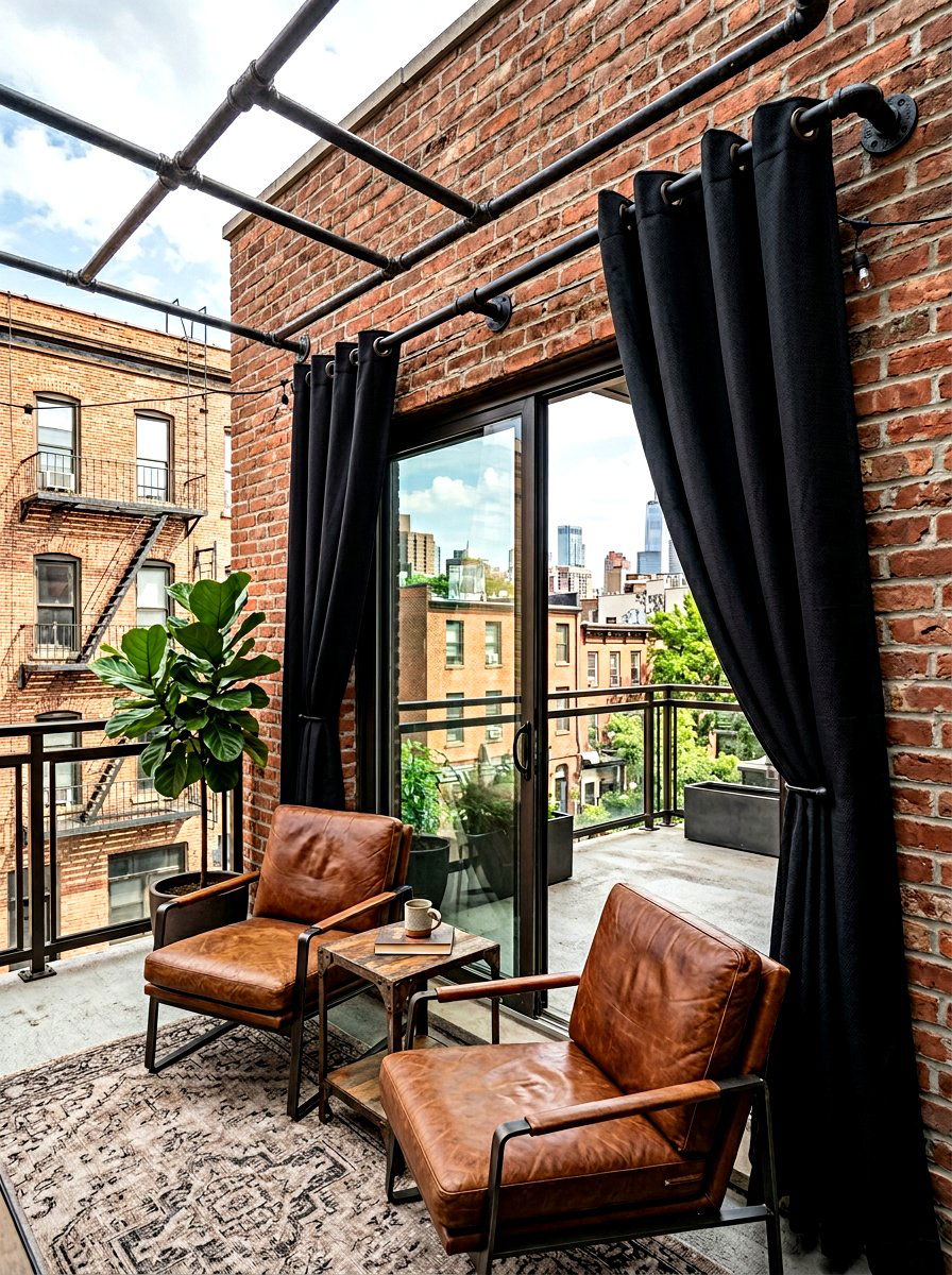 Industrial Pipe Outdoor Curtain Rod - 30 outdoor curtain rod ideas