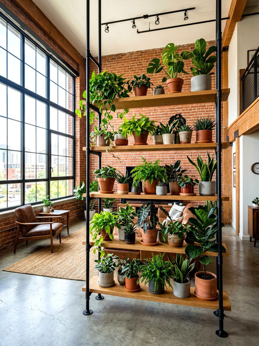Industrial Pipe Plant Rack - 30 living wall ideas