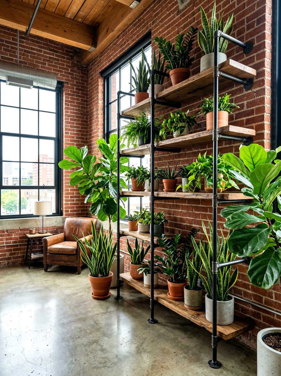 Industrial Pipe Plant Rack - 30 vertical garden shelf ideas