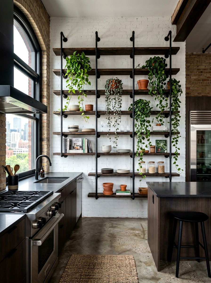 Industrial Pipe Plant Shelf - 30 kitchen plant ledge ideas