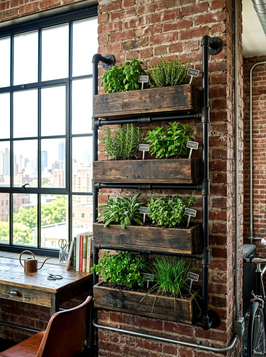 Industrial Pipe Planter - 30 herb planter ideas