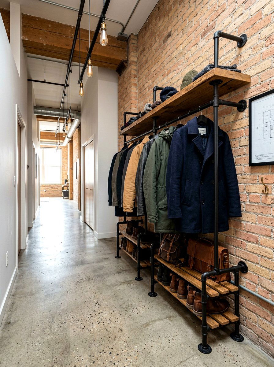 Industrial Pipe Rack - 30 small entry storage ideas