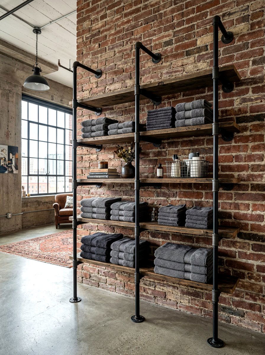 Industrial Pipe Rack - 30 towel storage ideas