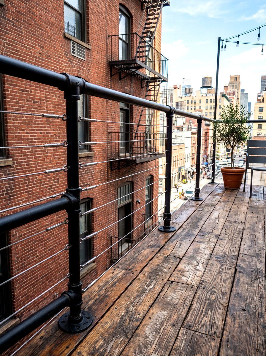 Industrial Pipe Railing - 30 deck railing ideas