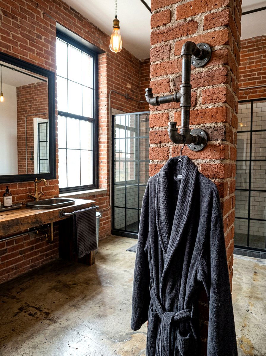 Industrial Pipe Robe Hook - 30 robe hook bathroom ideas