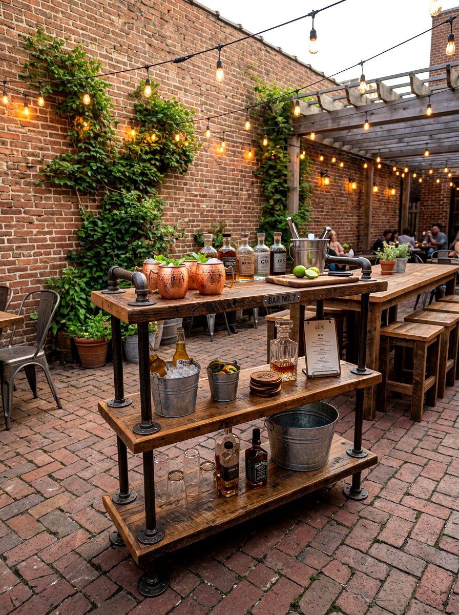 Industrial Pipe Server - 30 serving cart patio ideas