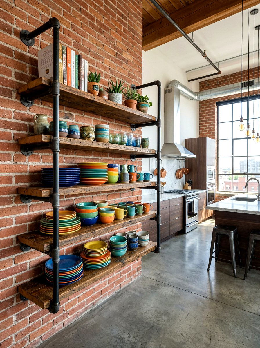 Industrial Pipe Shelf - 30 dish display ideas