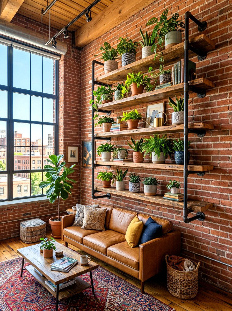 Industrial Pipe Shelf - 30 apartment plant shelf ideas