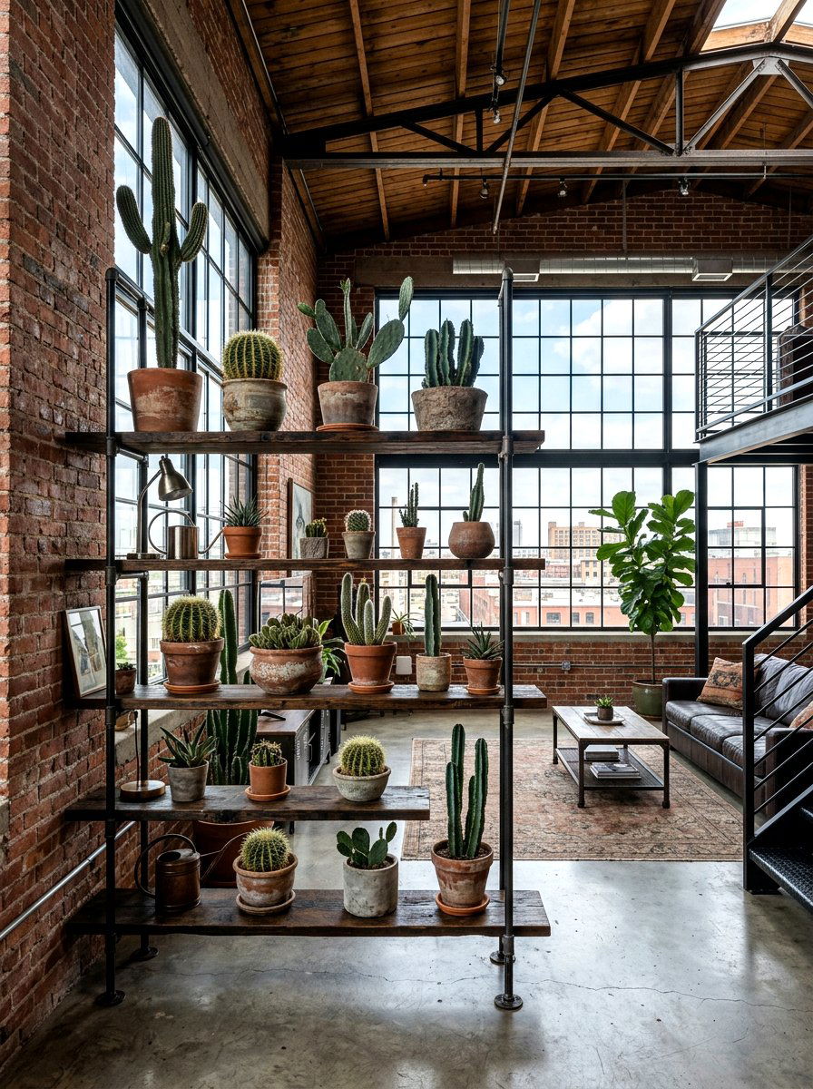 Industrial Pipe Shelf - 30 cactus shelf ideas