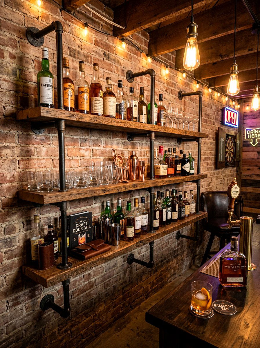 Industrial Pipe Shelves - 30 open shelving decor ideas
