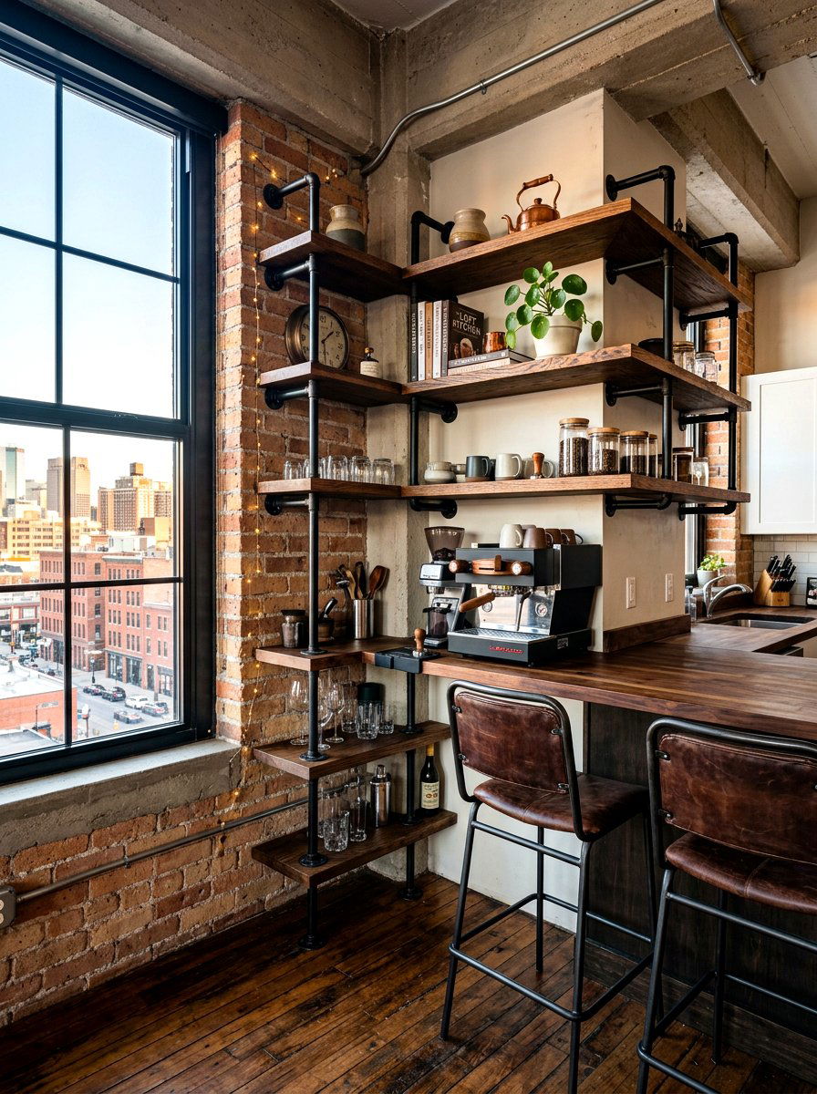 Industrial Pipe Shelves Kitchen Corner - 30 breakfast corner shelves ideas
