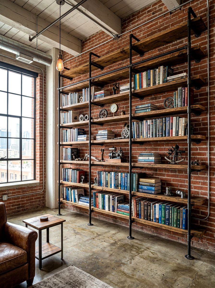 Industrial Pipe Shelving - 30 bookcase decor ideas