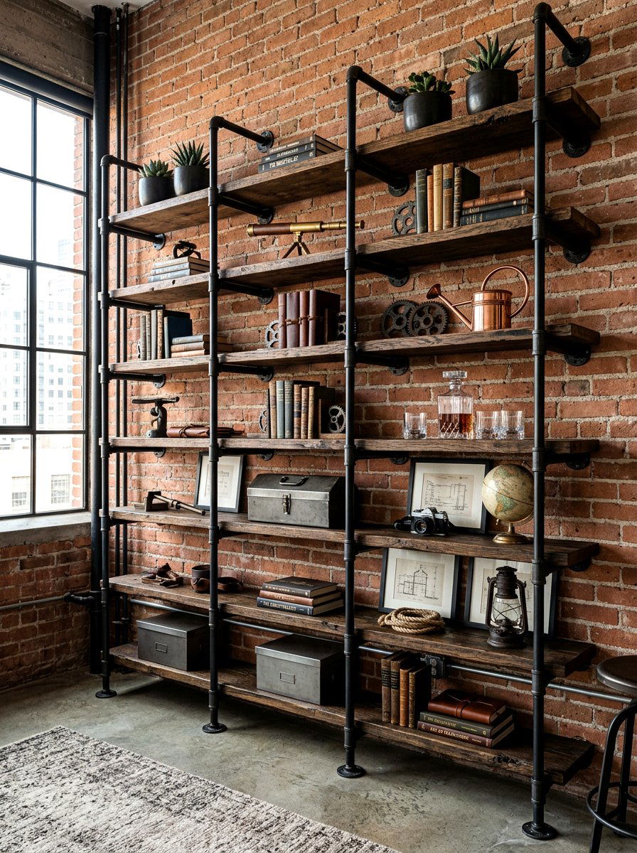 Industrial Pipe Shelving - 30 shelfie styling ideas