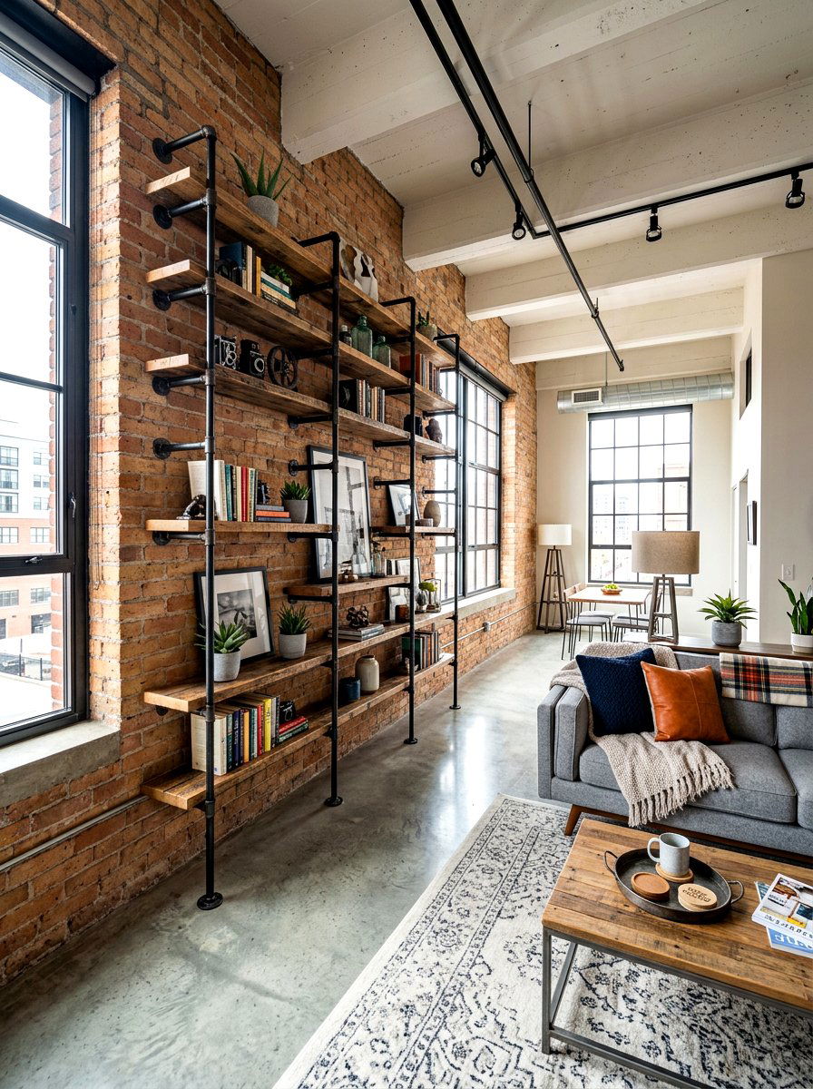 Industrial Pipe Shelving For Books - 30 book wall living room ideas
