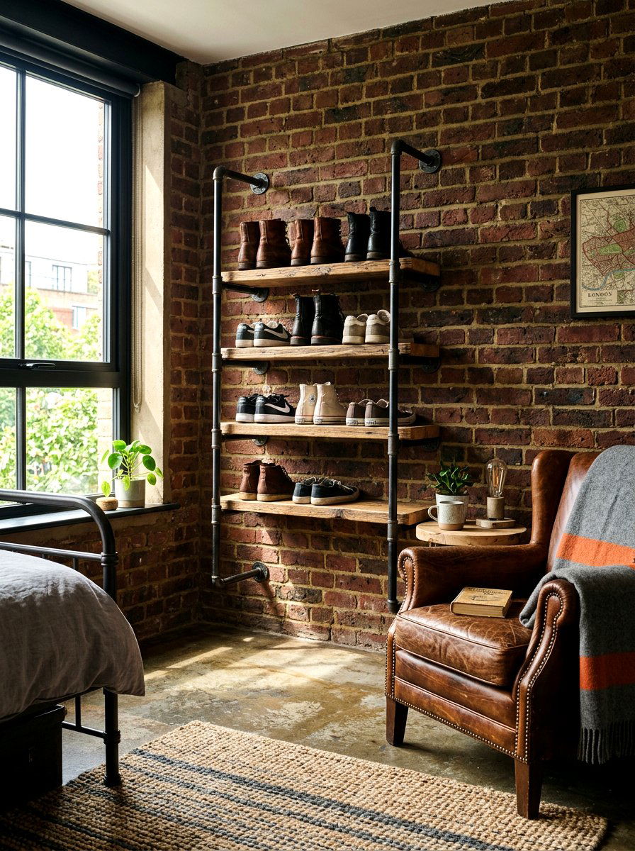 Industrial Pipe Shoe Rack - 30 shoe storage ideas
