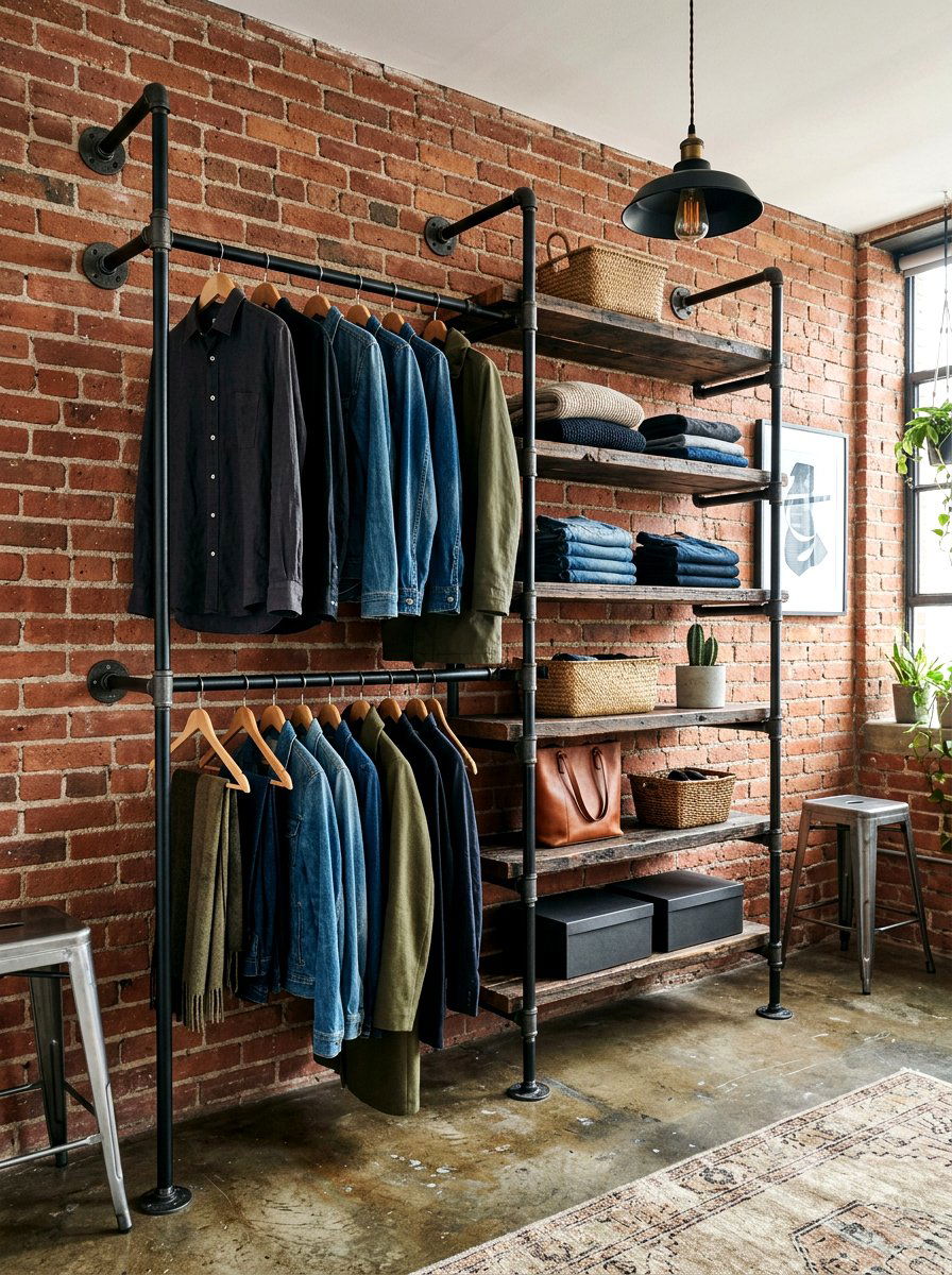 Industrial Pipe Style Closet - 30 capsule wardrobe closet ideas